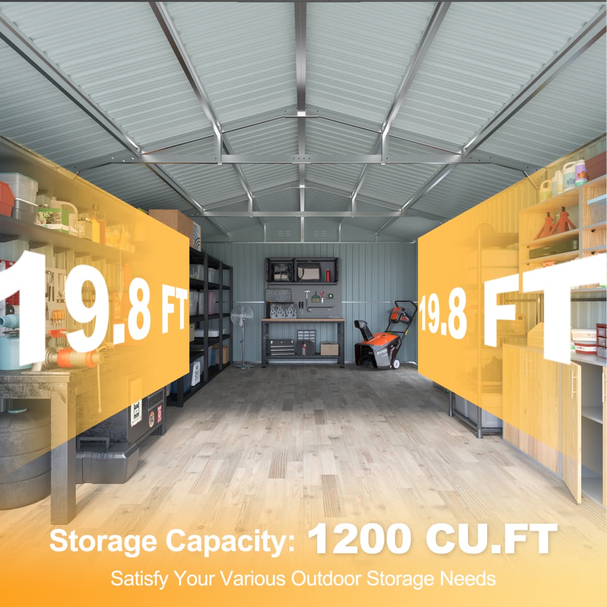 10'x20' Plus Upgraded Metal Shed with Double Front Doors & Side Entry Door