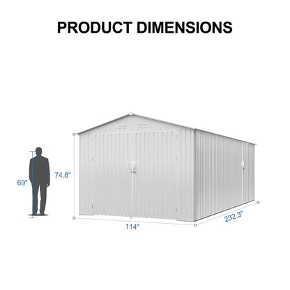 10'x20' Plus Upgraded Metal Shed with Double Front Doors & Side Entry Door