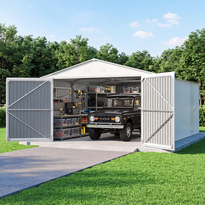 13'x20' Plus Upgraded Metal Shed w/ Double Front Doors & Side Entry Door