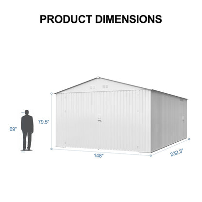 13'x20' Plus Upgraded Metal Shed w/ Double Front Doors & Side Entry Door