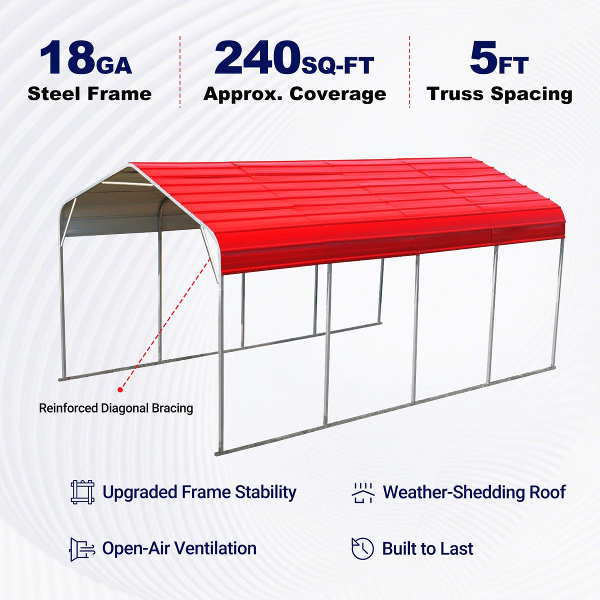 12x20 ft Outdoor Metal Carport