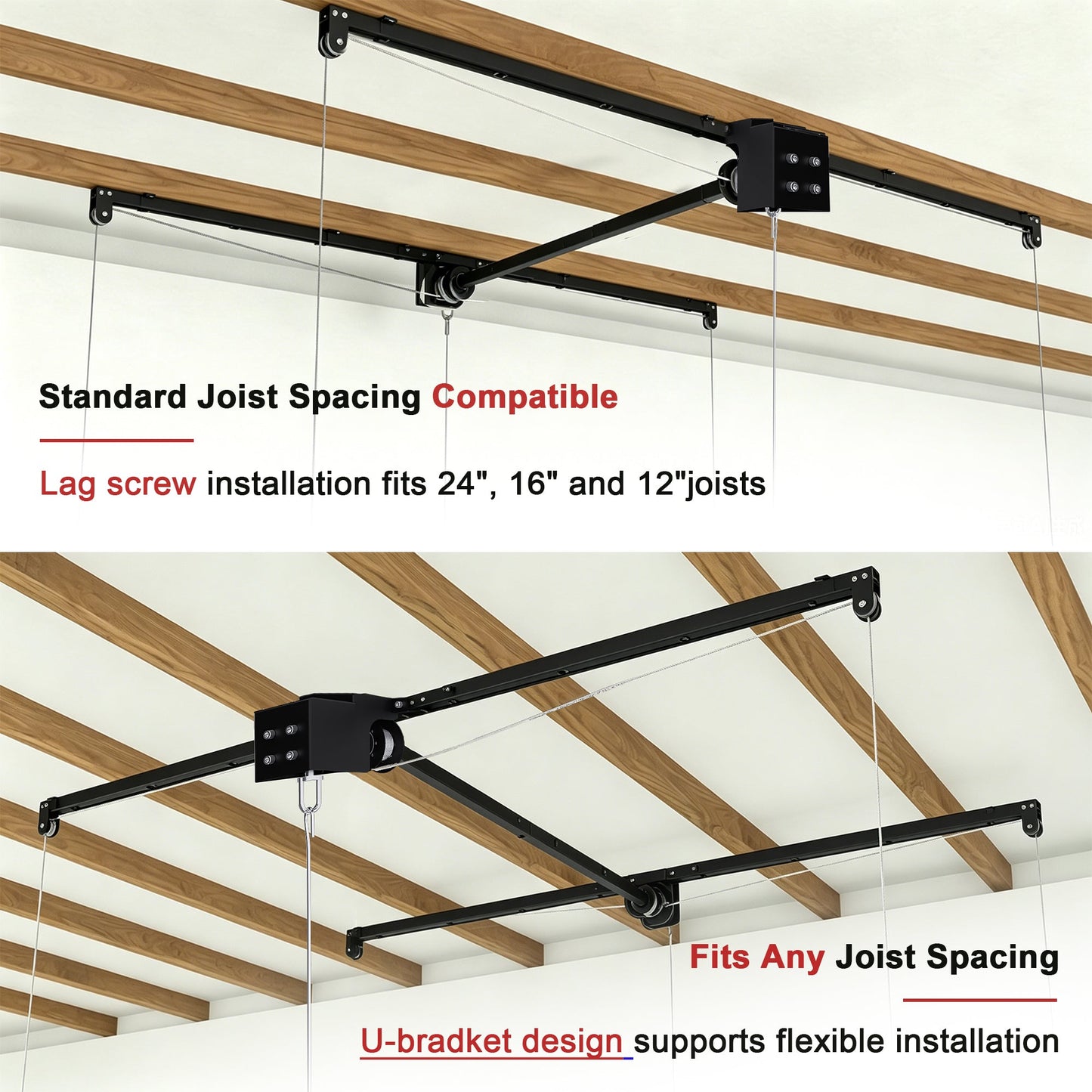 Overhead Double-Layer Garage Storage Rack 4x8 FT