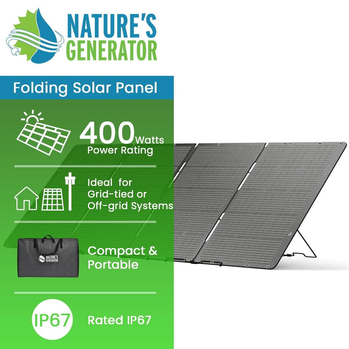 Nature's Generator Folding 400W Solar Panel