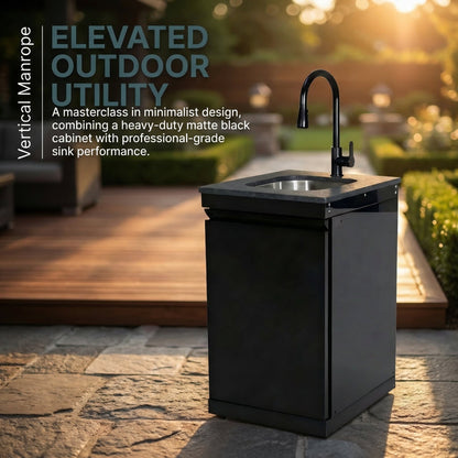 Single Door Sink Cabinet with Tap Stainless Steel Outdoor Kitchen