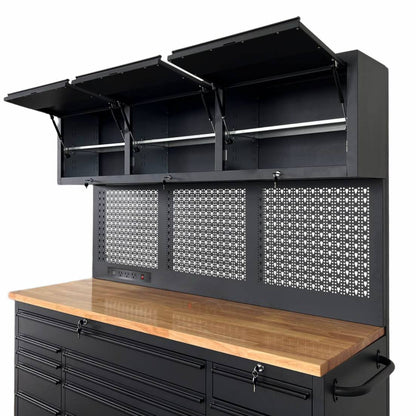 Overhead Pro 72" Rolling Tool Chest | 79" Tall | 25" Deep | 14 Drawers | Overheads | Pegboard & Power Strip