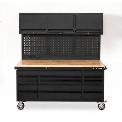 Overhead Pro 72" Rolling Tool Chest | 79" Tall | 25" Deep | 14 Drawers | Overheads | Pegboard & Power Strip