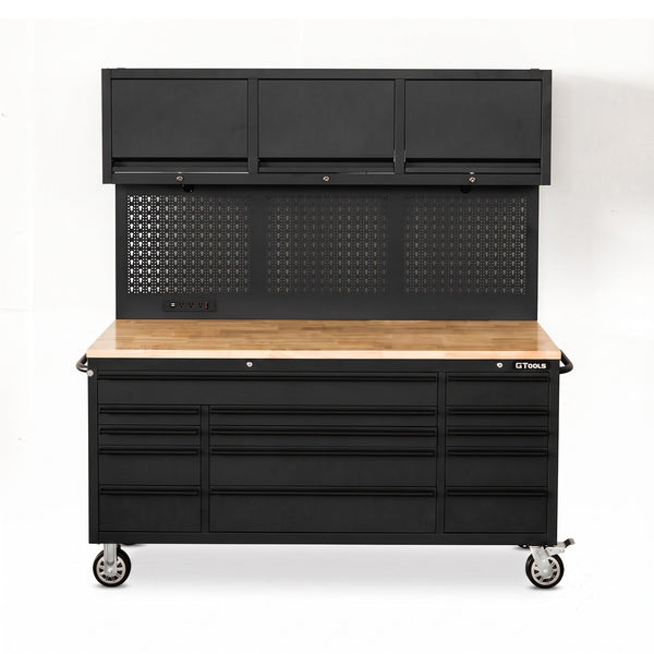 Overhead Pro 72" Rolling Tool Chest | 79" Tall | 25" Deep | 14 Drawers | Overheads | Pegboard & Power Strip