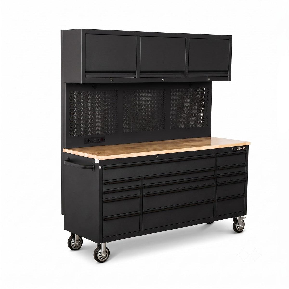 Overhead Pro 72" Rolling Tool Chest | 79" Tall | 25" Deep | 14 Drawers | Overheads | Pegboard & Power Strip