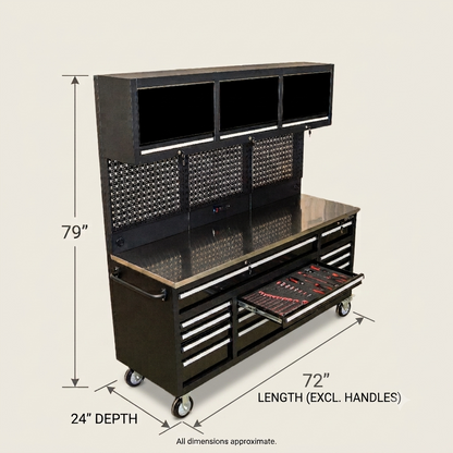 Overhead Pro Special Edition HD 72x79x25 inch Rolling Tool Chest and Workbench