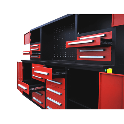 7 ft Garage Workbench Cabinet (18 Drawers & 4 Cabinets & Pegboard)