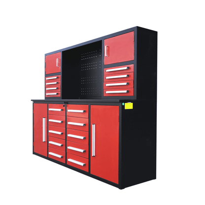 7 ft Garage Workbench Cabinet (18 Drawers & 4 Cabinets & Pegboard)