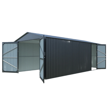 10'x20' Plus Upgraded Metal Shed with Double Front Doors & Side Entry Door