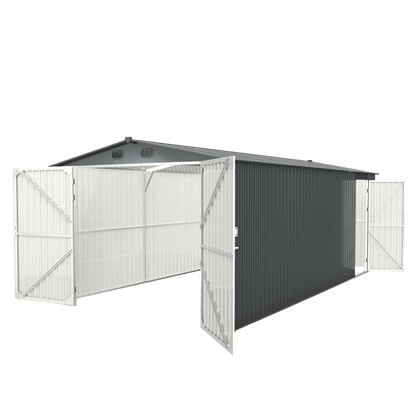 10'x20' Metal Shed with Double Front Doors & Side Entry Door