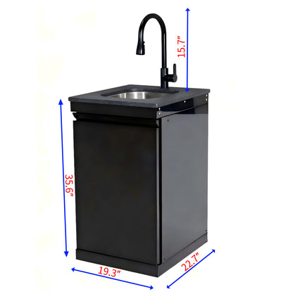 Single Door Sink Cabinet with Tap Stainless Steel Outdoor Kitchen