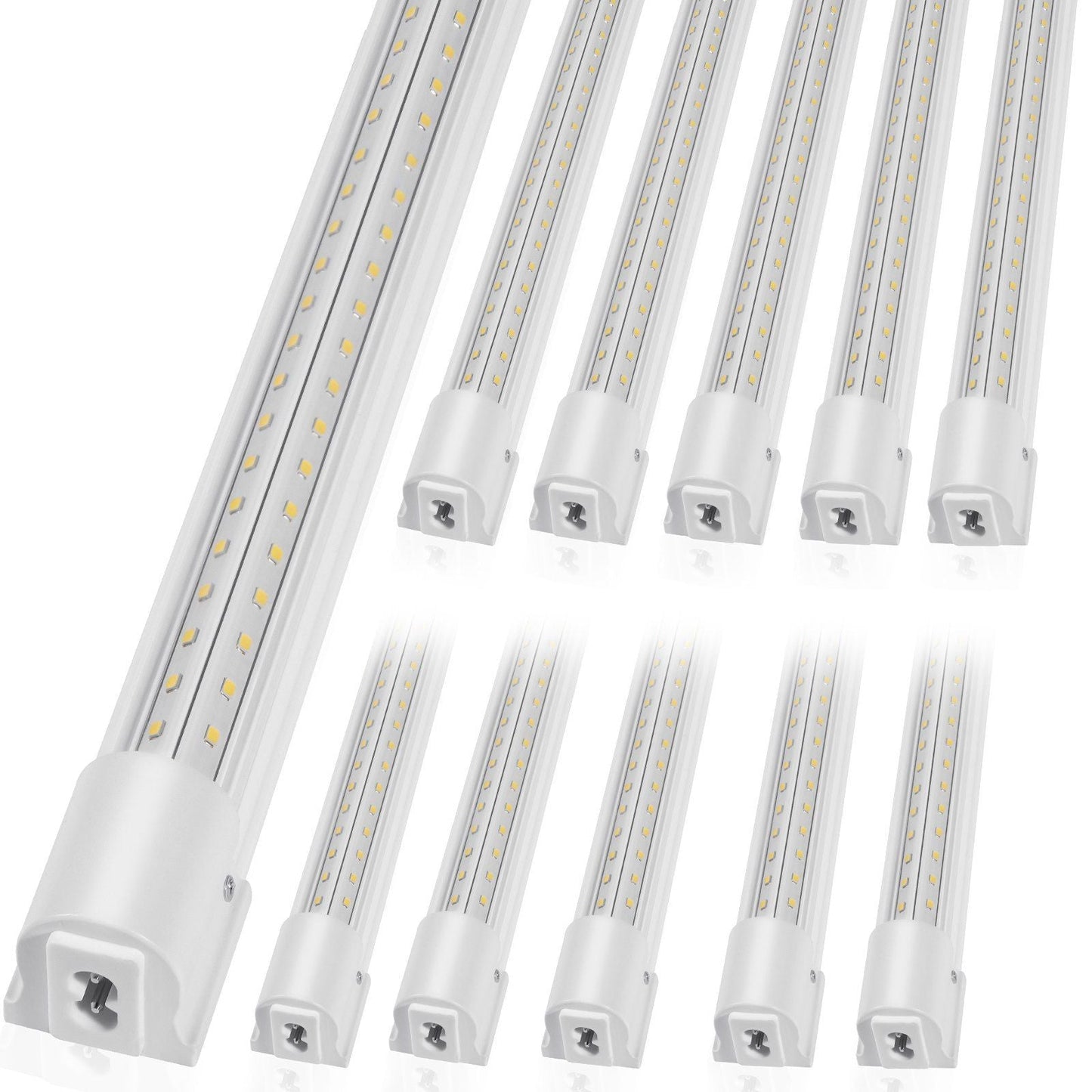 10 Pack LED Shop Light, 8 FT, 80W Linkable Shop Light Fixture, 10000 LM Ceiling Lights 59 in Power Cords with ON/OFF Switch 48 in Connector Cables, for Garage Warehouse Home Workkshop and Office