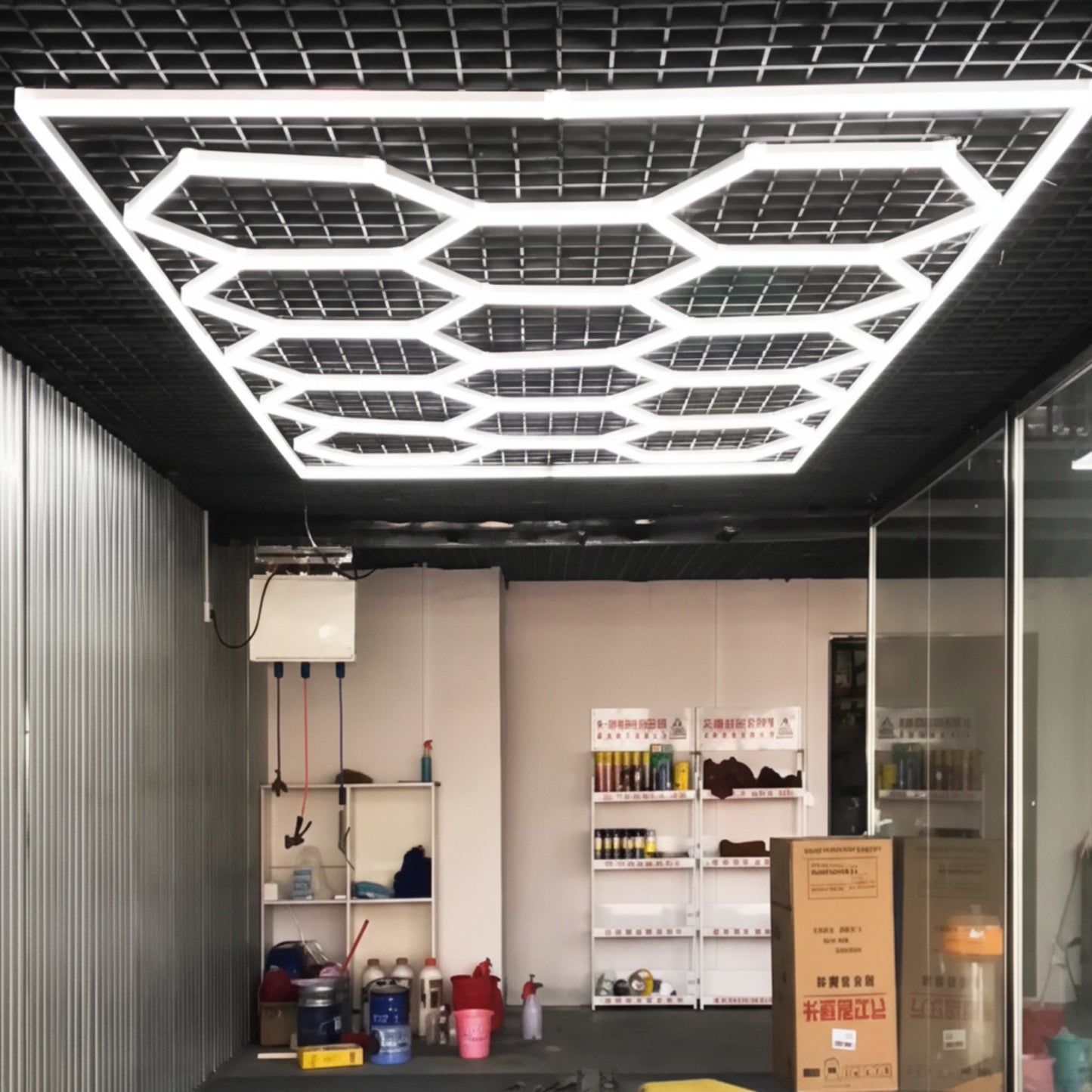 LuminForge HexGrid Elite FlushMount Garage Light