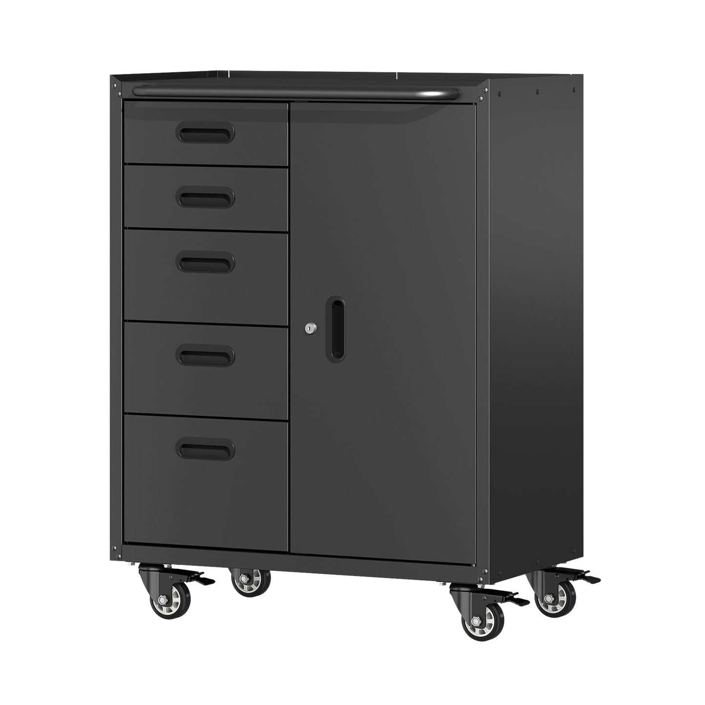 Metal Tool Garage Storage Cabinet with 5 Drawers and 1 Door