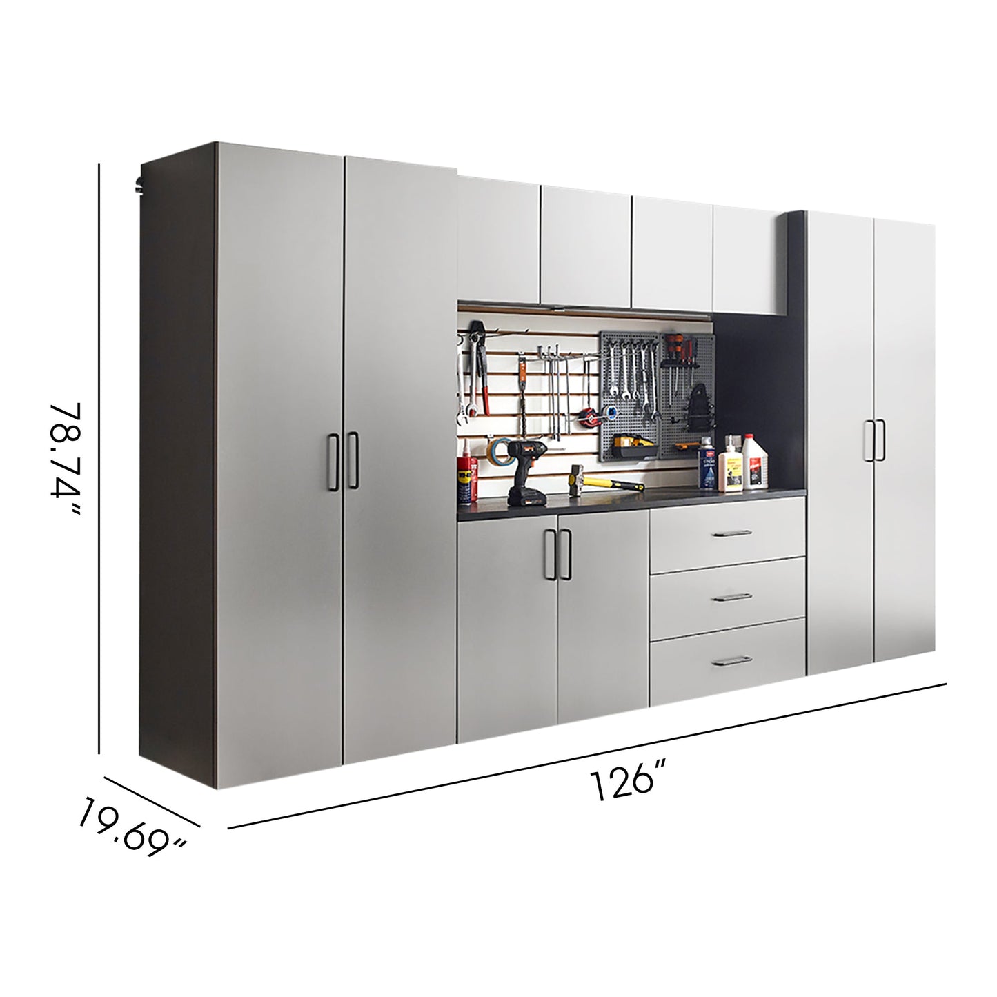 Astro Series 128 in. W x 79 in. H x 20 in. D Garage Cabinet Set A (7-Piece)